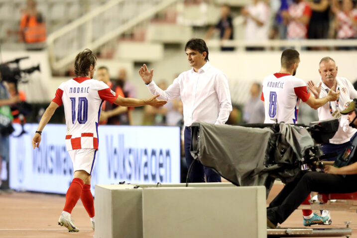 Luka Modrić i Zlatko Dalić te Mateo Kovačić i ekonom Mladen Pilčić/Foto PIXSELL