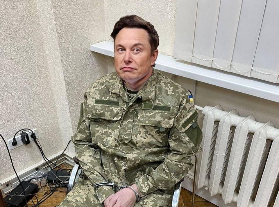 Fotomontaža Elona Muska kao Viktora Medvedčuka / Foto Screenshot Twitter