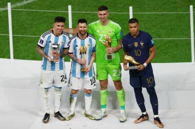Enzo Fernandez, Lionel Messi, Emiliano Martinez i Kylian Mbappe/Foto REUTERS