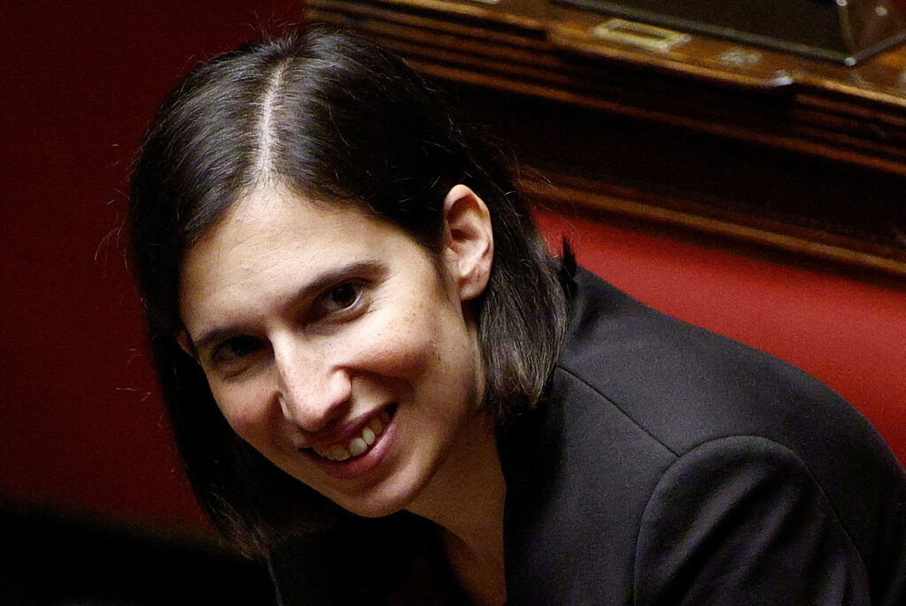 FILE PHOTO: Vice President of Emilia-Romagna Elly Schlein sits in the lower house of parliament during the first voting session to elect the new speaker in Rome, Italy, October 13, 2022. REUTERS/Guglielmo Mangiapane/File Photo