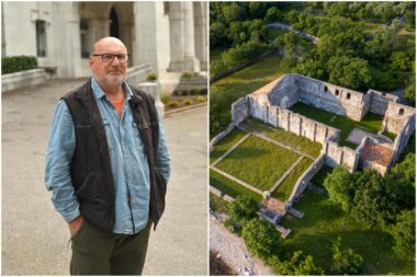 Ranko Starac i jedan od najpoznatijih krčkih arheoloških lokaliteta - Fulfinum - Mirine kod Omišlja / Foto Mateo Levak; TZ Omišalj