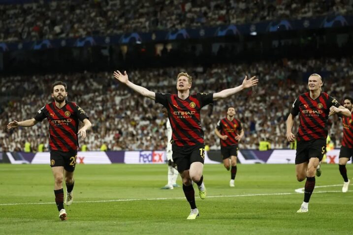 Bernardo Silva, De Brune i Haaland/Foto REUTERS