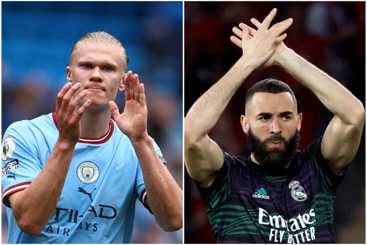 Erling Braut Haaland i Karim Benzema/Foto REUTERS