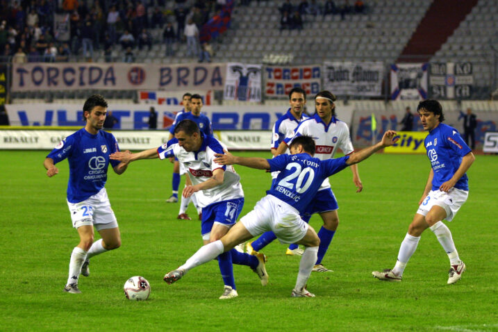 STRASTI DERBIJA - Siniša Linić, Sebastjan Cimirotič, Krunoslav Rendulić, Niko Kranjčar i Dušan Kerkez na Poljudu/Foto Arhiva NL