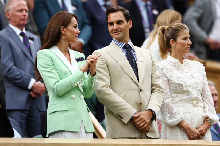 Roger Federer između Kate Middleton i supruge Mirke/Foto REUTERS