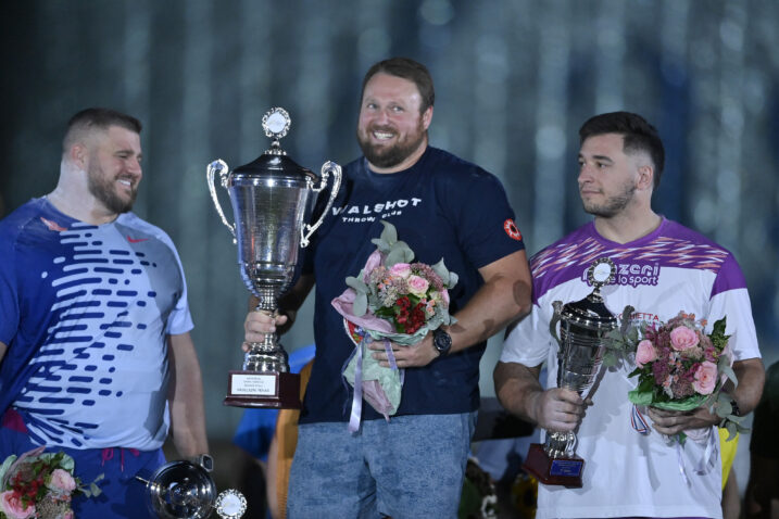 Joe Kovacs, Tom Walsh i Leonardo Fabbri/Foto PIXSELL