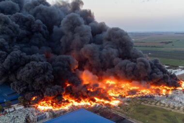 Požar gomile plastičnog otpada u dvorištu tvrtke Drava International u Osijeku / Foto Borna Jaksic/PIXSELL