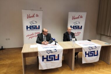 Predsjednik županijske organizacije HSU-a Davor Zubović i predsjednik stranke Veselko Gabričević / V. MRVOŠ