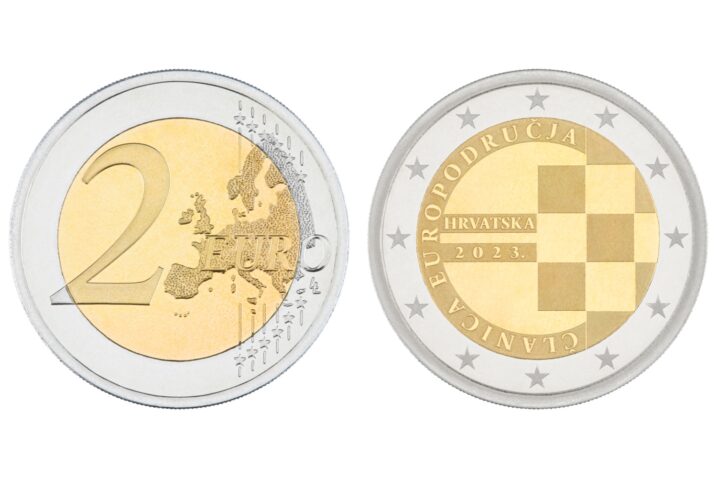 Prigodna kovanica od 2 eura „Članica europodručja“ 2023. polirana ploča FOTO: Branimir Kralj