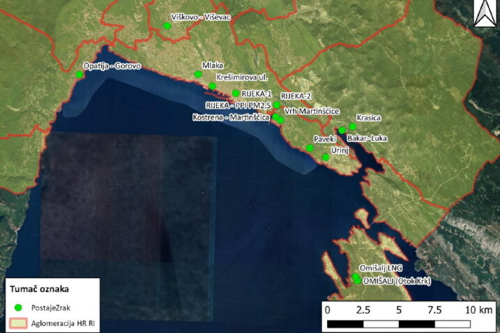 Lokacije mjernih postaja za praćenje kvalitete zraka na području UA Rijeka / Foto GRAD RIJEKA