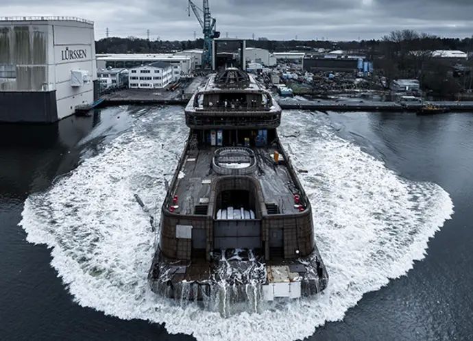 Porinuće Projekta Cosmos, prve Lurssenove jahte s pogonom na vodik / Foto Lurssen/Tom van Oossanen