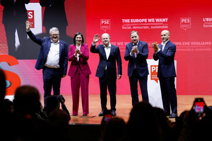 Olaf Scholz, Elly Schlein, Stefan Lofven, Giacomo Filibeck i Nicolas Schmit u Rimu/ Reuters