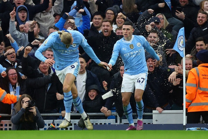 Erling Braut Haaland i Phil Foden/Foto REUTERS