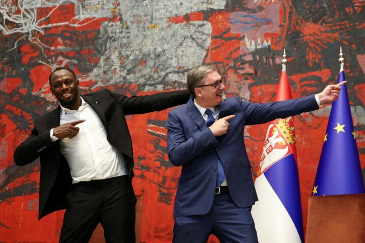Aleksandar Vučić s Usainom Boltom u Beogradu / Foto REUTERS/Zorana Jevtic