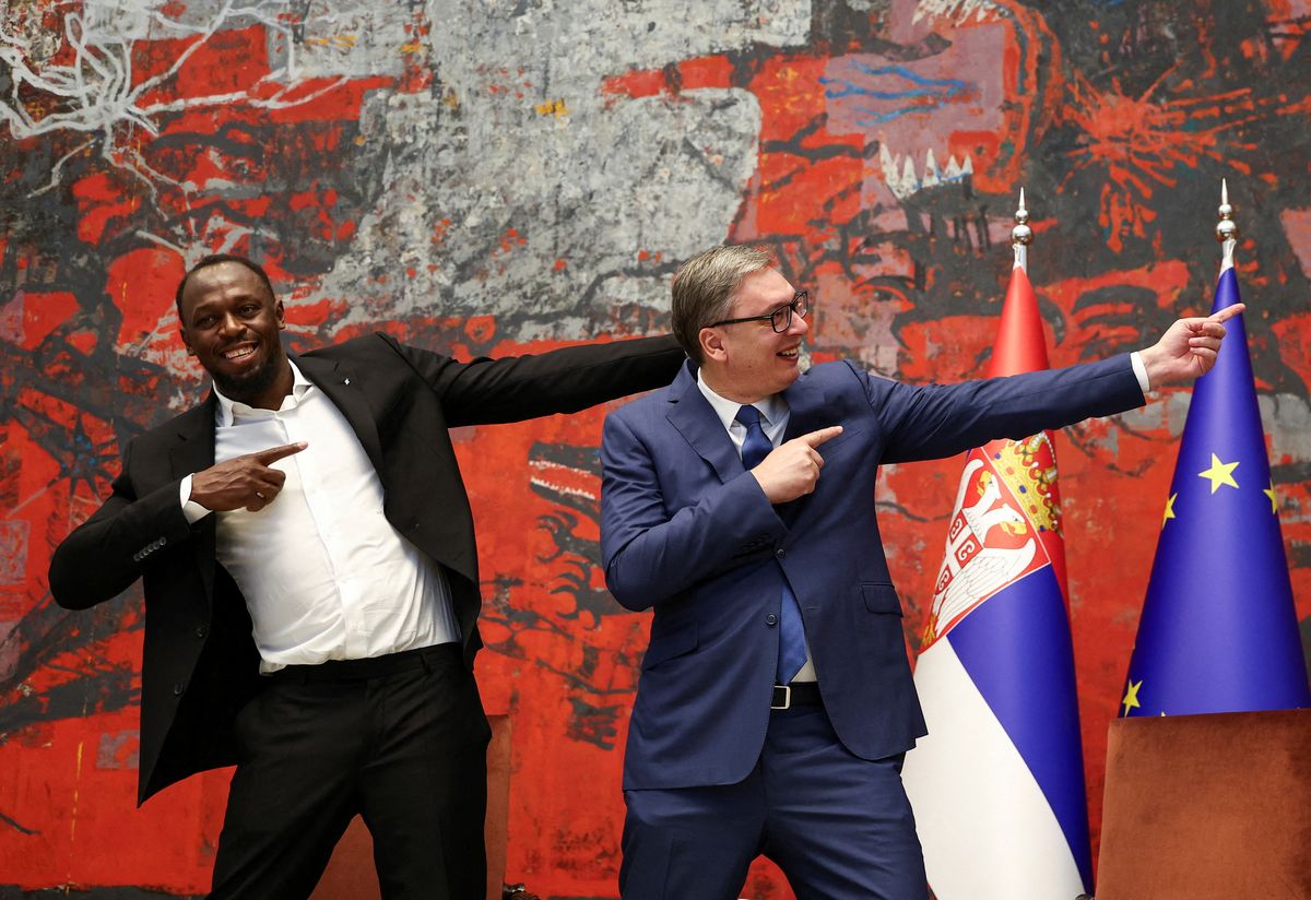 Aleksandar Vučić s Usainom Boltom u Beogradu / Foto REUTERS/Zorana Jevtic