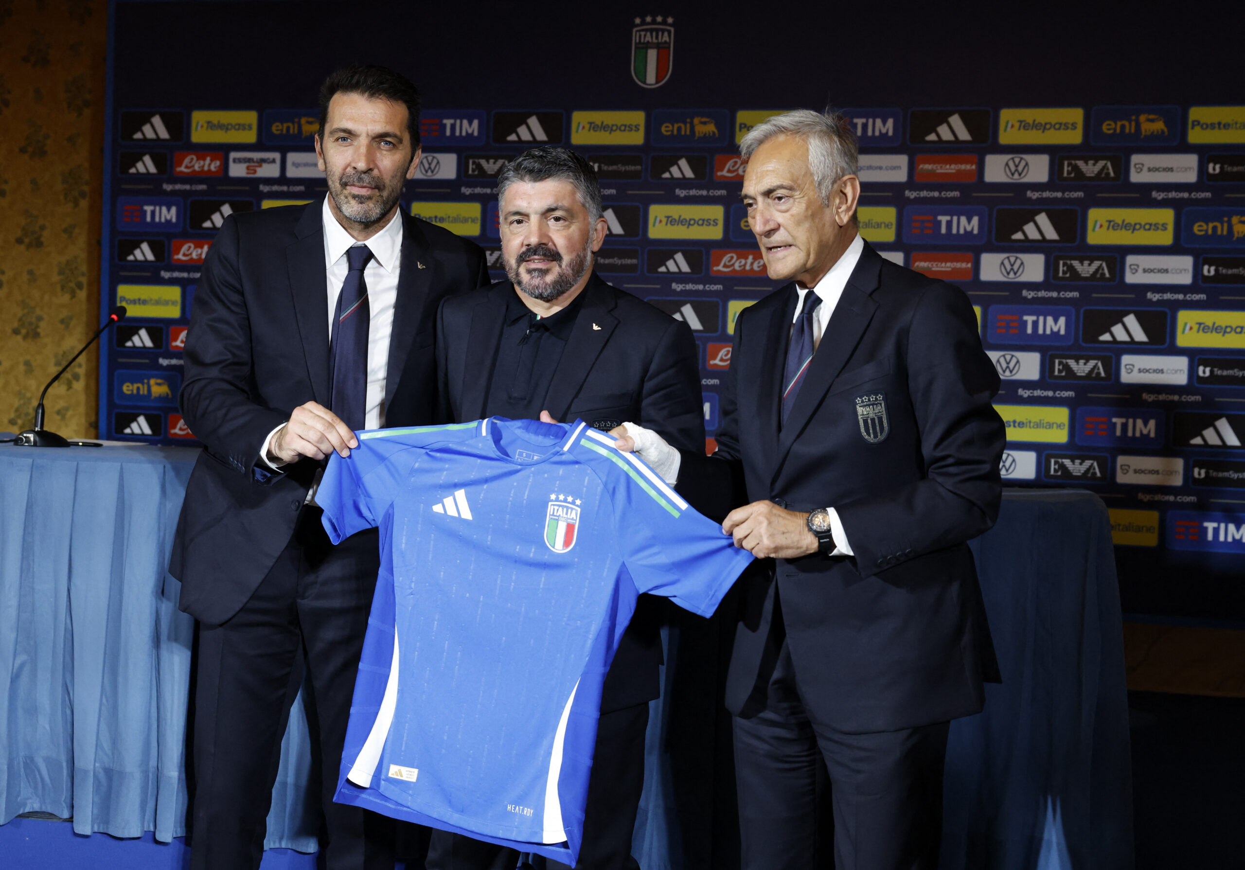 Gianluigi Buffon, Gennaro Gattuso i Gabriele Gravina/Foto REUTERS