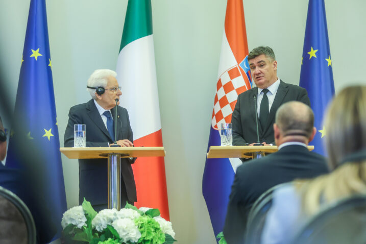 Predsjednik Italije Sergio Mattarella i predsjednik Hrvatske Zoran Milanović / Photo: Slavko Midzor/PIXSELL