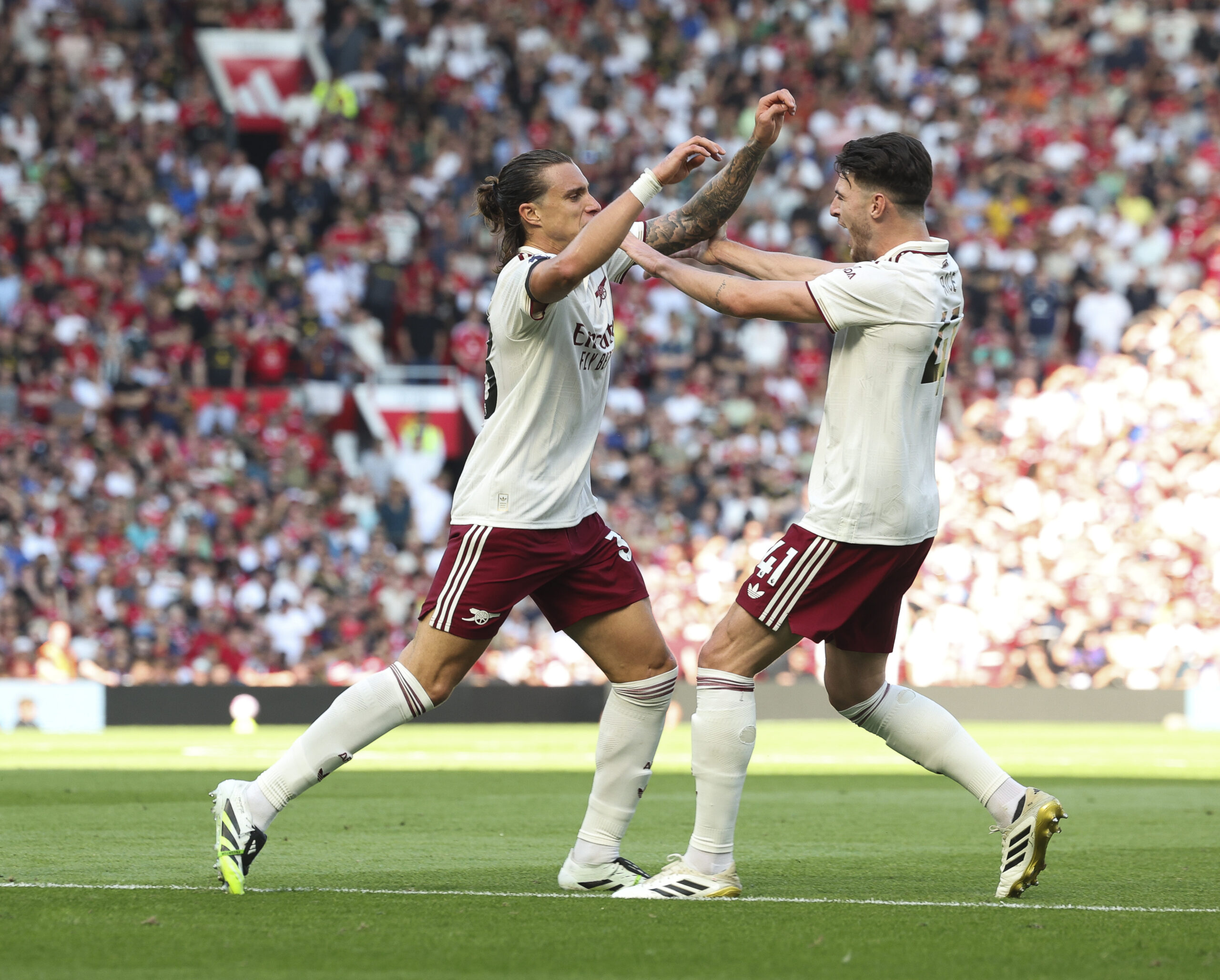 SLAVLJE U KAZALIŠTU SNOVA - Riccardo Calafiori i Declan Rice/Foto B. ORMESHER/NEWS SYNDICATIO/PIXSELL