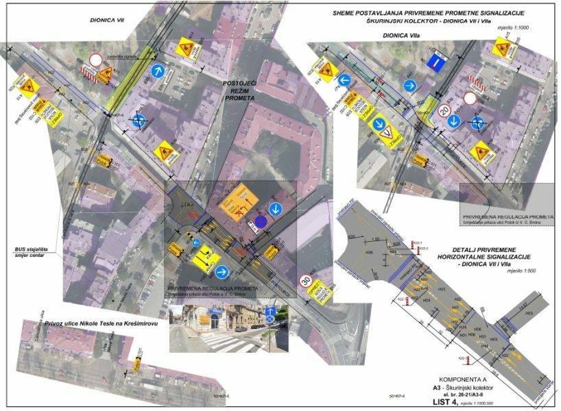 Privremena prometna regulacija u Ulici Josipa Završnika / Foto GRAD RIJEKA