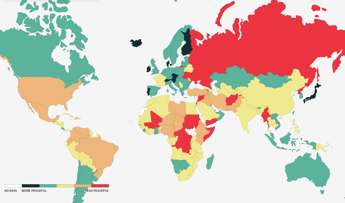Globalni indeks mira 2025. / Screenshot IEP / GPI