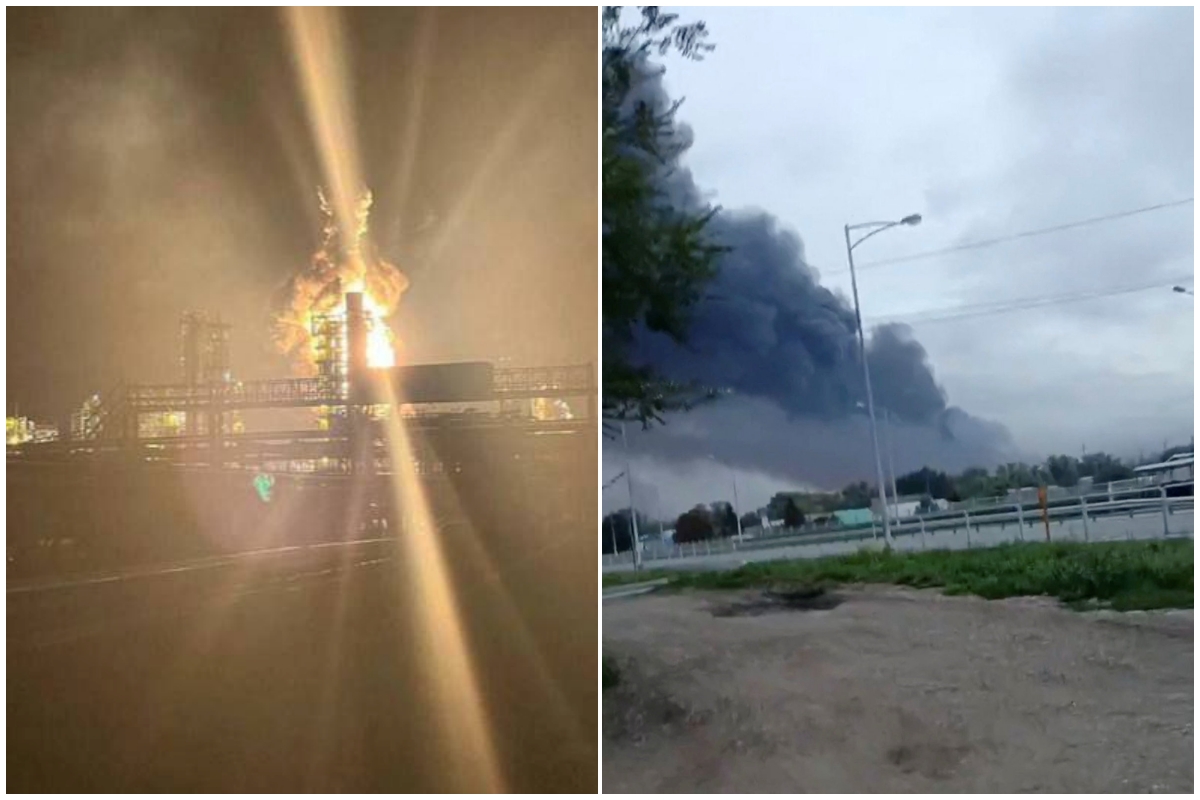Posljedice napada ukrajinskih dronova na rafineriju Kiriši u Lenjingradskoj regiji i rafineriju u Samari / Foto Screenshot Twitter; ocial Media/via REUTERS