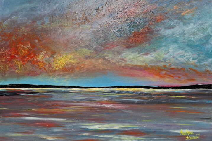 Andrea Stanić, ”Apstraktna impresija moga zavičaja”, ulje, 50×70 cm