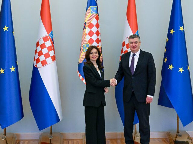 Predsjednik Republike Zoran Milanović primio je danas ministricu za Europu i vanjske poslove Republike Albanije Eliseu Spiropali / Foto Ured predsjednika