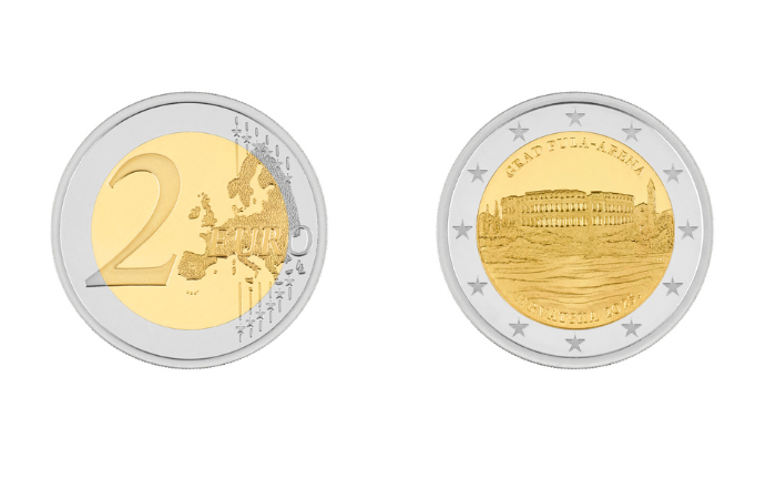 Prigodna kovanica od 2 eura „Grad Pula – Arena“