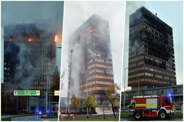Vjesnikov neboder u Zagrebu teško je oštećen u požaru / Foto Davor Kovačević