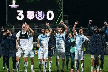 Nogometaši Rijeke slave pobjedu nad Celjem vrijednu prezimljavanja u Europi nakon 46 godina/Foto M. GRACIN