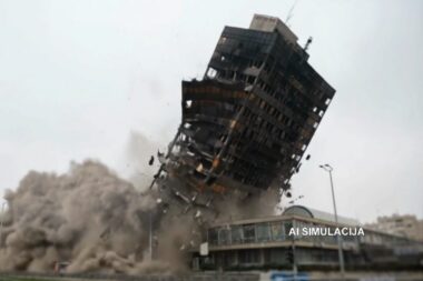 AI simulacija rušenja Vjesnikova nebodera / Foto Screenshot Dnevnik HTV-a