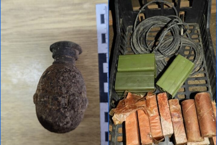 Pronađena ručna bomba iz Drugog svjetskog rata u krovištu obiteljske kuće / TNT iz ranijh pronalaska / Foto collage: PU bjelovarsko-bilogorska / MUP