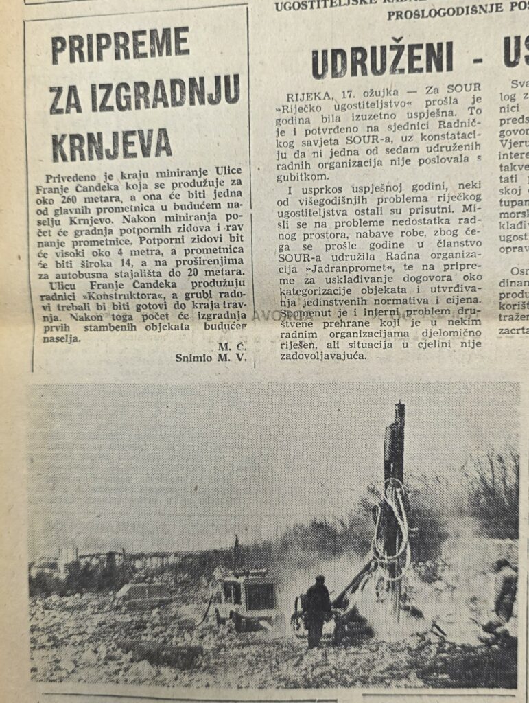 Pripreme za izgradnju Krnjeva u ožujku 1980. pratio je i Novi list