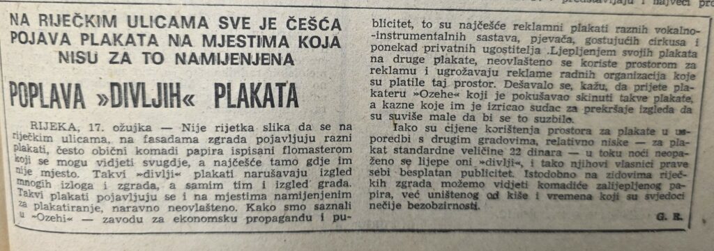 "Divljih" plakata bilo je 1980. u Rijeci posvuda - upozorava i novinar Novog lista