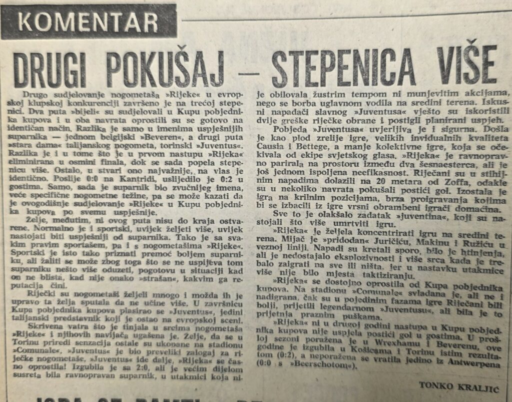 Osvrt Tonka Kraljića objavljen u Novom listu 21. ožujka 1980. godine