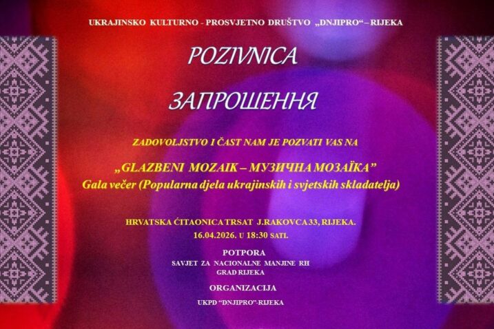 UKPD Dnjipro-Rijeka priređuje “Glazbeni mozaik” u Hrvatskoj čitaonici Trsat