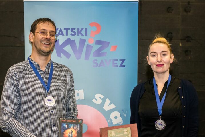 Krešimir Sučević Međeral i Sara Librenjak snimljeni na jednom od ranijih natjecanja Hrvatskog kviz saveza / Foto Matija Zanoškar