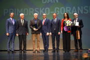 Čelnici Županije i Sabora s laureatima - Marko Boras Mandić, Miljenko Dorić, Željko Drinjak, Ivica Lukanović, Gordan Jandroković, Helena Dukarić Dangubić i Leonardo Bressan / Foto Dean MICULINIĆ