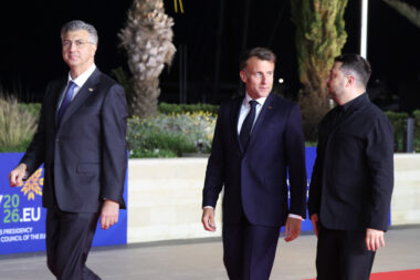 Andrej Plenković, Emmanuel Macron i Volodimir Zelenskij
