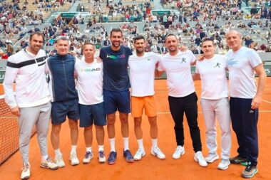 TRENING NA CHATRIERU - Mate Delić, Tomislav Bučanac, Vilim Višak, Marin Čilić, Novak Đoković, Viktor Troicki, Dalibor Širola i Boris Bošnjaković/Foto FACEBOOK