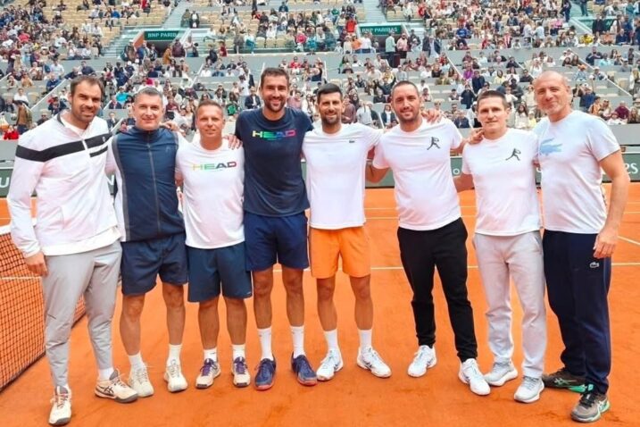 TRENING NA CHATRIERU - Mate Delić, Tomislav Bučanac, Vilim Višak, Marin Čilić, Novak Đoković, Viktor Troicki, Dalibor Širola i Boris Bošnjaković/Foto FACEBOOK