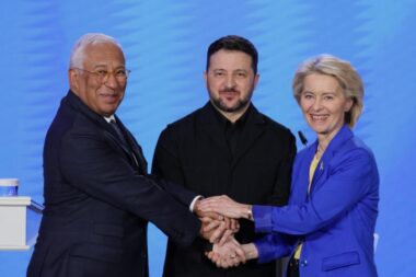 Antonio Costa, Volodimir Zelenskij i Ursula von der Leyen / Foto Screenshot Twitter Antonio Costa