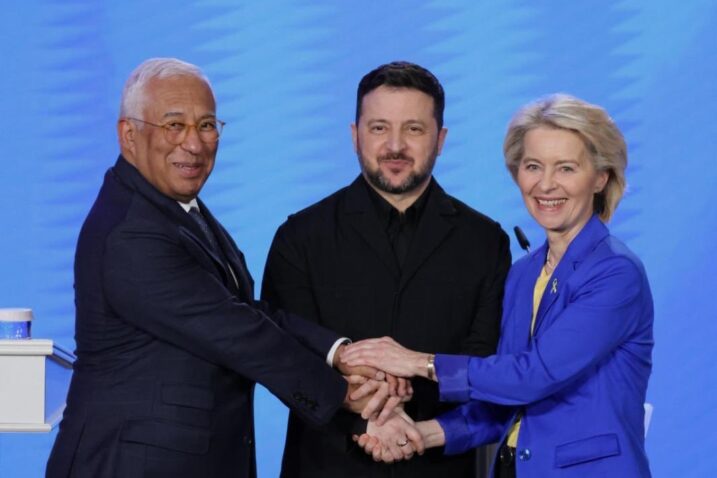 Antonio Costa, Volodimir Zelenskij i Ursula von der Leyen / Foto Screenshot Twitter Antonio Costa