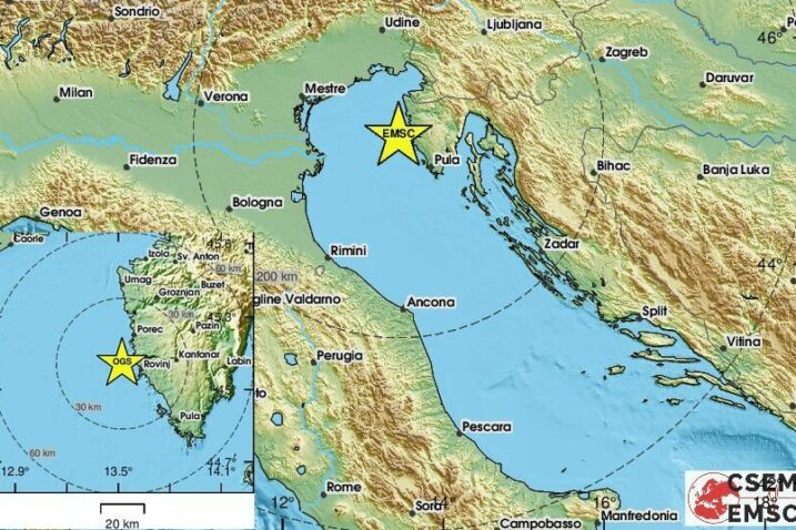 Potres magnitude 3.4 u podmorju kod Rovinja