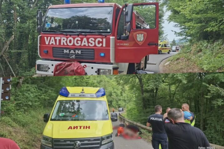 Kod Plitvičkih jezera osobni automobil s petero danskih državljana sletio s ceste i ostao visjeti iznad provalije.
