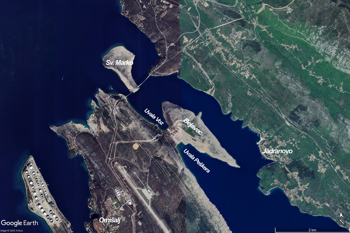 Položaj poluotoka Bejavec / Screenshot Google Earth