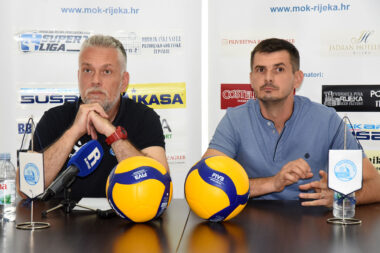 Trener Riječana Andrej Burić i njegov pomoćnik Mladen Jurčević/Foto D. MICULINIĆ