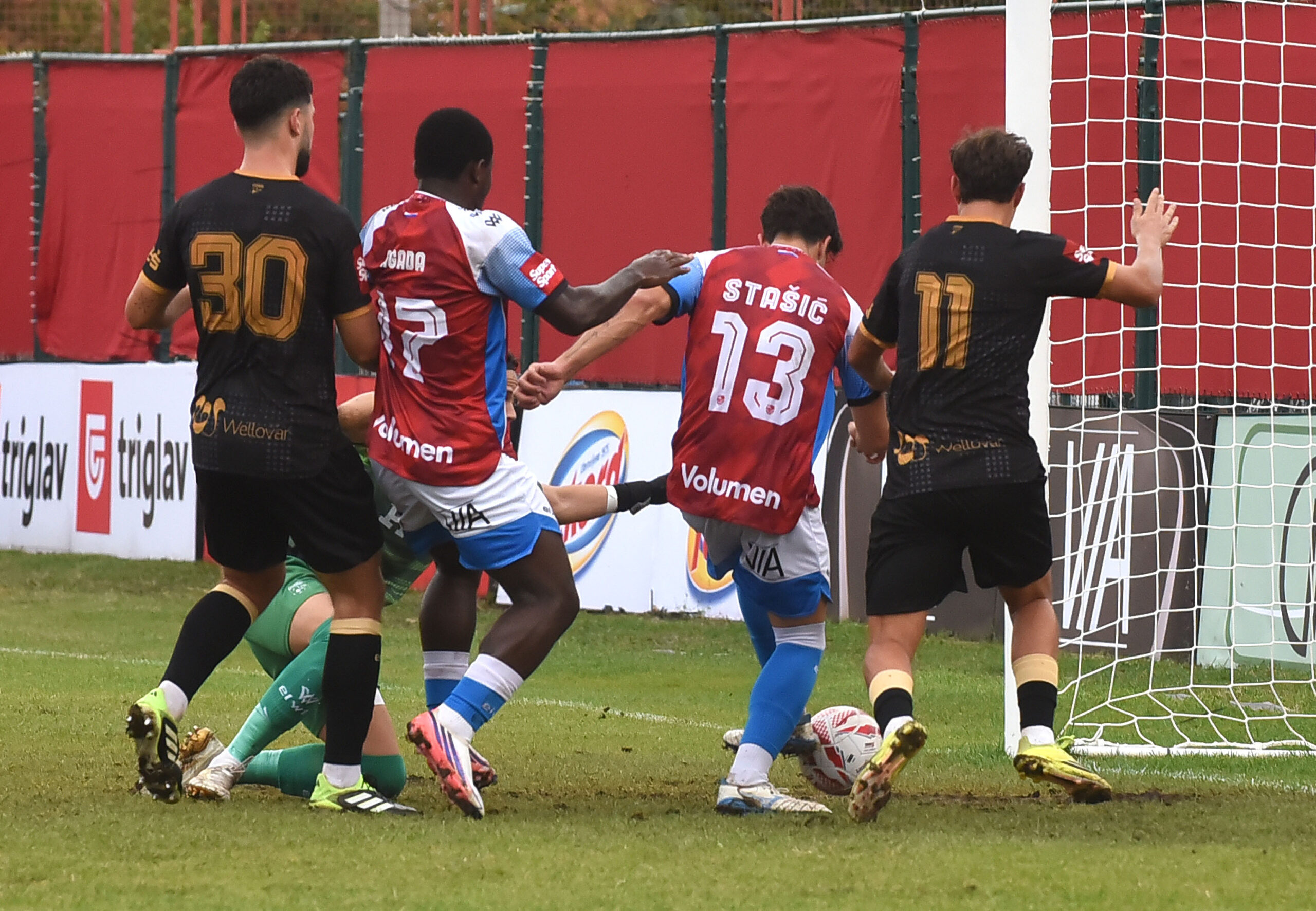 Noa Aron Stašić zabija vodeći gol za Crvene/Foto D. MICULINIĆ